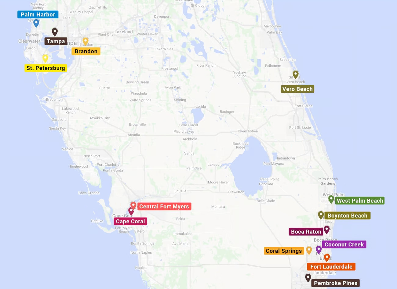 Certified Foot and Ankle Specialists locations map