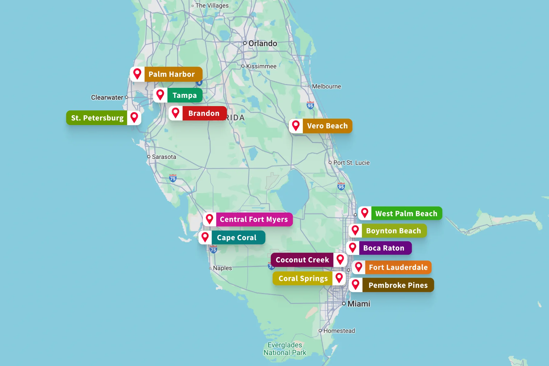 Certified Foot and Ankle Specialists Locations Map